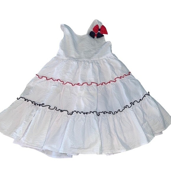 Tahari Sundress Red White Blue Criss Cross Back 4th July Patriotic Summer - Picture 1 of 9